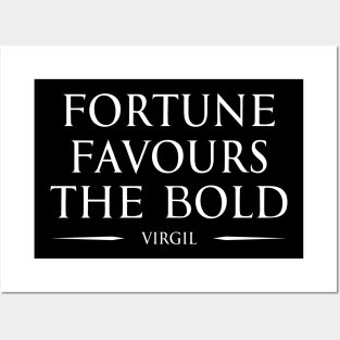 Fortune favours the bold "audentes fortuna iuvat" - VIRGIL in ENGLISH Typography Motivational inspirational quote series 1 WHITE Posters and Art